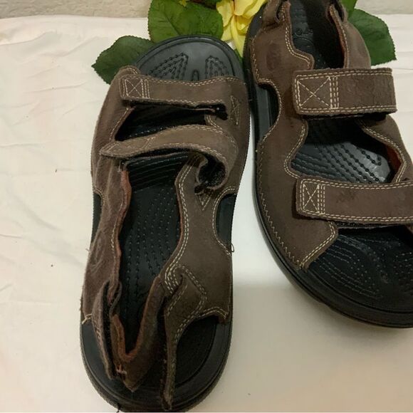 Crocs Mens Activewear Sport Sandals Brown Adjustable Strap Hook And Loop Sz 9 - Picture 7 of 10